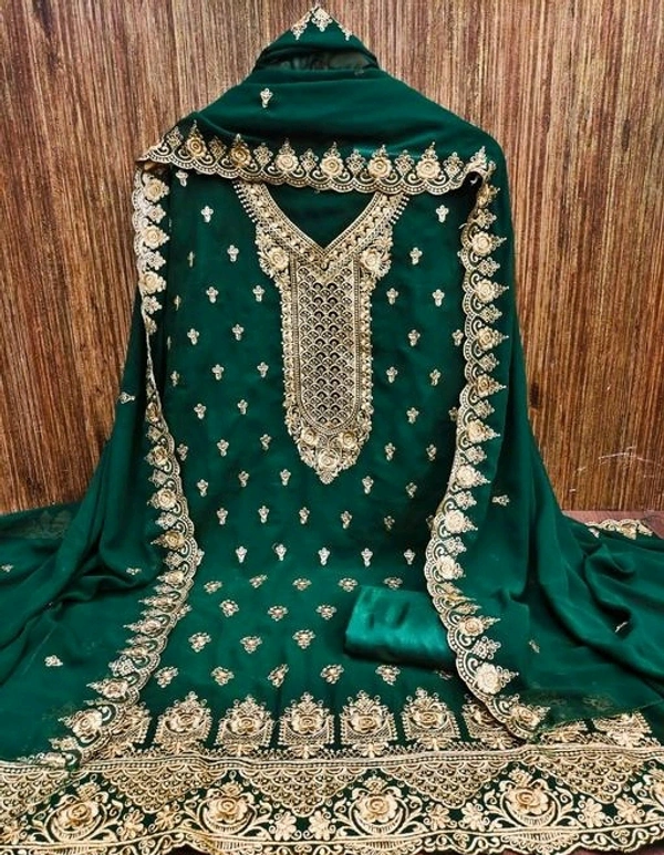 Georgette  GEORGETTE DRESS MATERIALS WITH SLEEVE WORK - Free Size