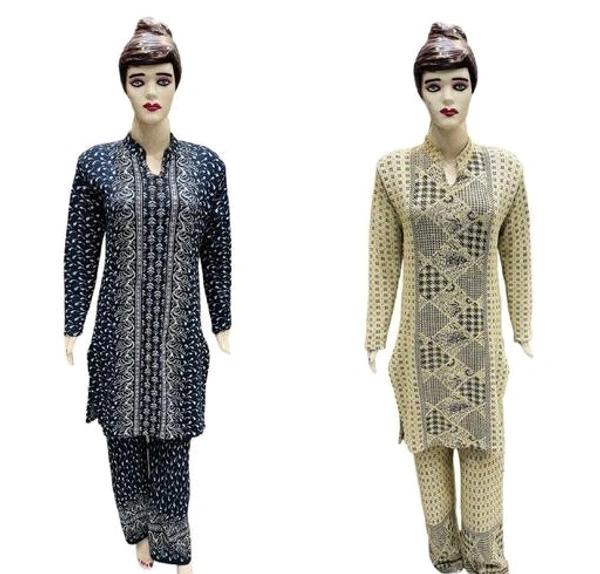 Wollen  NAVY CAMEL Kurti Plazo Full Set - Free Size