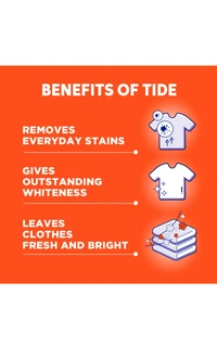 Tide Plus Double Power  Jasmine and Rose Detergent Powder  - International Orange, Free Size, 2Kg