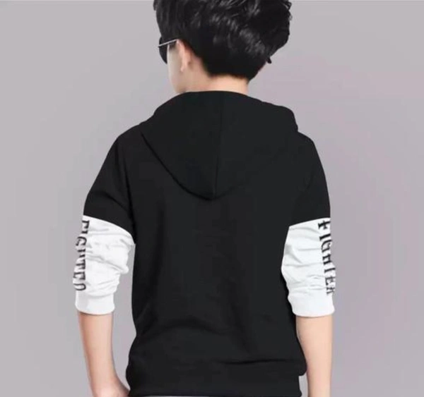 Wego Kids Boys Hooded Neck Full Sleeves Printed T-shirt Cotton - Black, 2-3 Years, Printed
