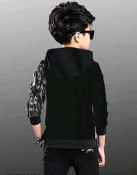 ERAWORLD Boys Cotton Black White Lion Printed Hooded T-shirt - Black, 4-5 Years, Cotton