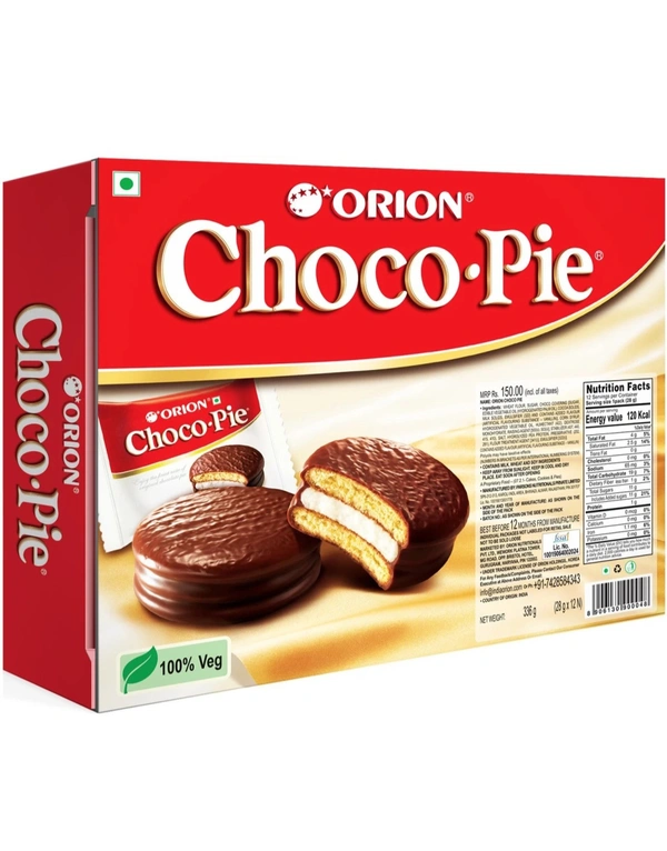 ORION Chocolate Pie Chocolate Coated Soft Biscuit  - 336gram, Box