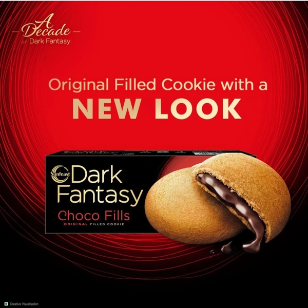 Sunfeast Dark Fantasy Choco Fills, Original Filled Cookies - Box, 75gram