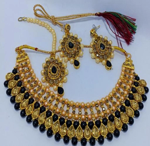 New Gifty Fancy Black Colour Neckless For Women And Girl - Black, Free Size, 100 (g)