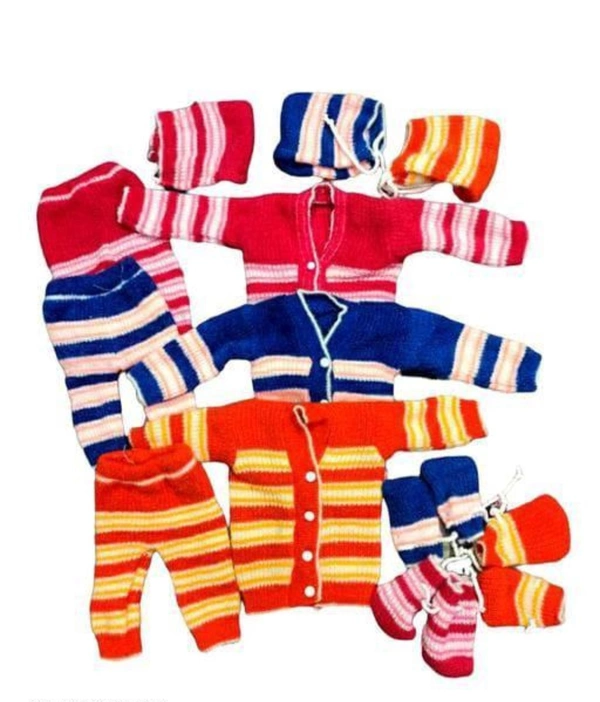Fariya Fashion 4 Combo set wools new born baby winter wear for girls and boys , sardiyo k kapde - 340g, 0-3 months, New Born Baby Winter Wear Woolen