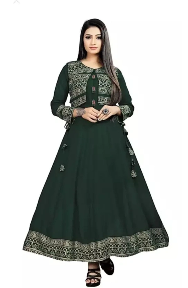 Avantika Fashion  women's Rayon anarkali kurti with Printed jacket - Cyprus, Xl, 300(g)