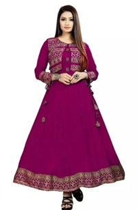 Avantika Fashion  women's Rayon anarkali kurti with Printed jacket - Cyprus, XXL, 300(g)