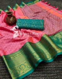 KESARI ENTERPRISES  Malisha Cotton Silk Designe Woven Saree With Blouse - Mercury, Free Size, 400(g)