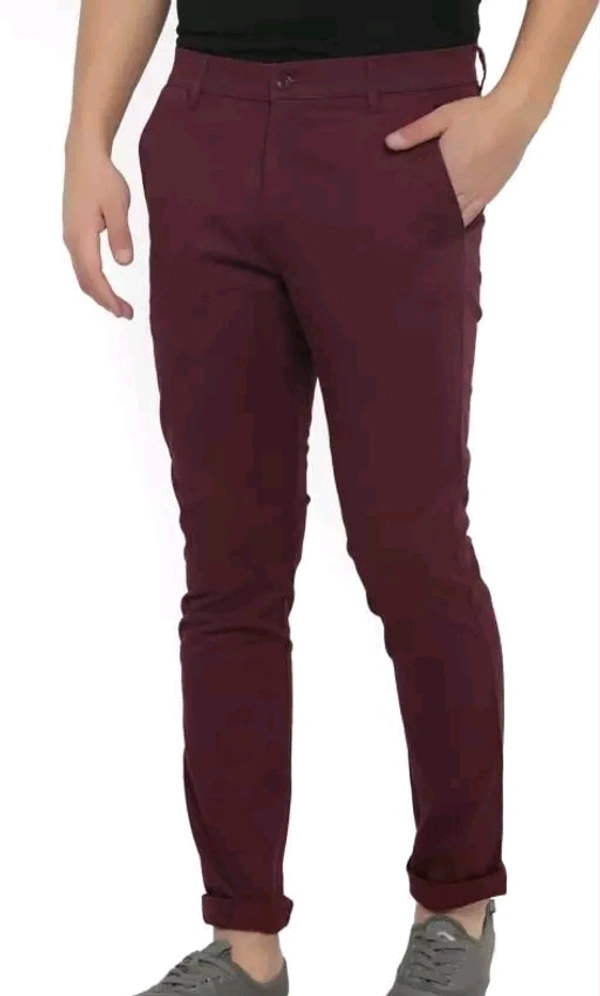 Cotton Blend  Casual Cotton Men's Trouser - Maroon, 30
