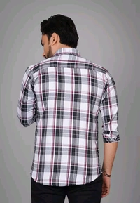 Voroxy Men Regular Fit Checkered Spread Collar Casual Shirt - White - L