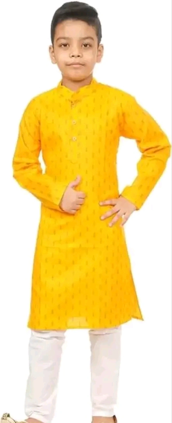 Cotton Blend  DIGIMART Multicolored Casual Kurta Pyjama Set For Boys - Gold, 2-3 Years