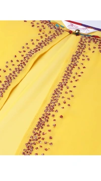 Pannkh Women Georgette Ethnic Top Pant Ethnic Jacket Set - Yellow, M, Ethnic Jacket Top And Pant