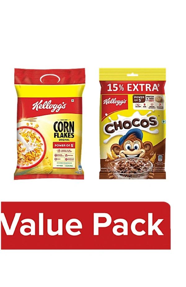 KELLOGGS Corn Flakes Vitamins & Essential Minerals, Original, 260 g + Chocos, 127 g Combo 2 Items - 260g+127g