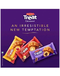 BRITIANIA  Treat Croissant - Cocoa Creme Filling, 100% Veg, Soft 6x45 g - Multipack - Brown, Pack Of 6, Puff
