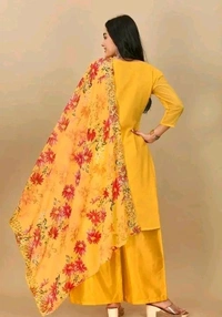 Georgette  Bliss Flair Yellow Georgette Sequence Work Dress Material (Unstiched) - Yellow Orange, Unstitched