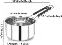 Steel Supreme Stainless Steel 3 pcs Flat Bottom Sauce Pan / Milk Pan / Tea PAN Combo Set, Cookware Set Capacity:- 1, 1.5, 2 Liter
