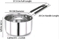 Steel Supreme Stainless Steel 3 pcs Flat Bottom Sauce Pan / Milk Pan / Tea PAN Combo Set, Cookware Set Capacity:- 1, 1.5, 2 Liter