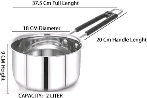 Steel Supreme Stainless Steel 3 pcs Flat Bottom Sauce Pan / Milk Pan / Tea PAN Combo Set, Cookware Set Capacity:- 1, 1.5, 2 Liter
