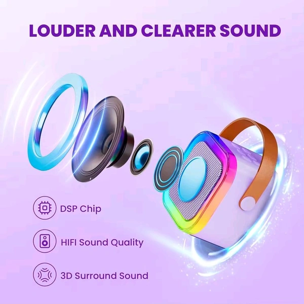 TRENDING PRODUCT  Wireless Karaoke Speaker with 2 Mike (Bluetooth Speaker  - White