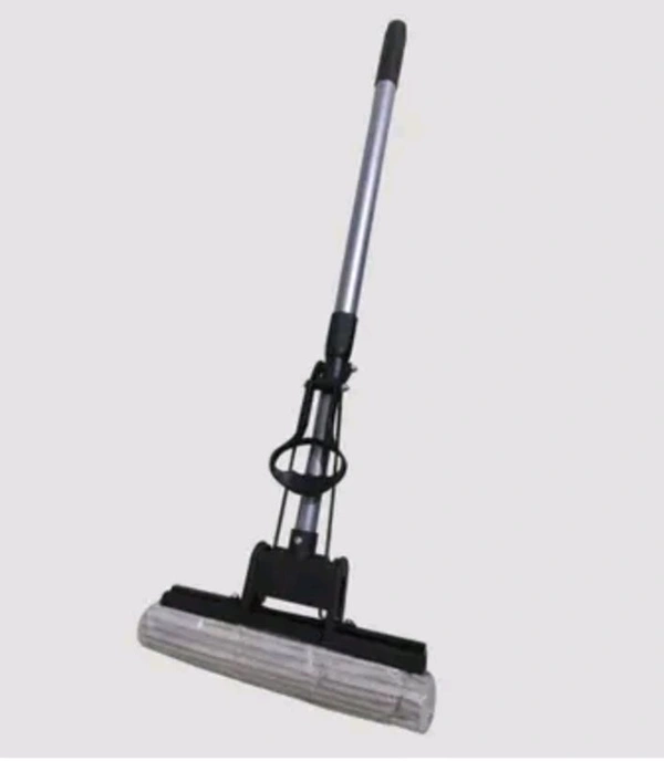 Floor Cleaning Squeeze Mop with Adjustable Telescopic Handle Squeegee Absorber Sponge Cleaner for Home Kitchen Bathroom - Black, Free Size