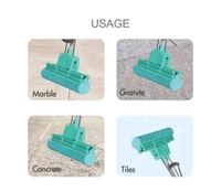Floor Cleaning Squeeze Mop with Adjustable Telescopic Handle Squeegee Absorber Sponge Cleaner for Home Kitchen Bathroom - Black, Free Size