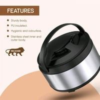 Steel  Pexmon Stainless Steel Thermoware Casserole for Roti/Chapati | Double Wall Insulated Hot Pot for hot Meal - 5500ML