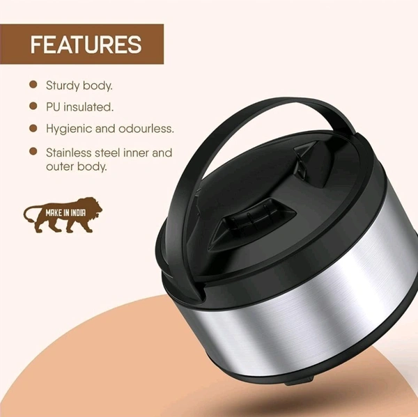 Steel  Pexmon Stainless Steel Thermoware Casserole for Roti/Chapati | Double Wall Insulated Hot Pot for hot Meal - 5500ML