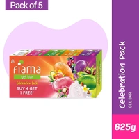 Fiama Gel Shop  5 unique Gel Bars, Bathing Bars with Skin Conditioners For Soft, Moisturized, Glowing, Smooth Skin, Tested by Dermatalogist for Men & Women - 625.g
