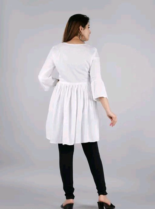 MAX Women solid rayon fabric with embroider in yoke trending top  - XXXL, White, RAYON