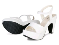 Smart And Sleek White Solid High Heel For Women - IND-4, White, PVC