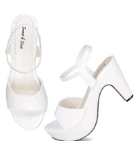 Smart And Sleek White Solid High Heel For Women - IND-7, White, PVC