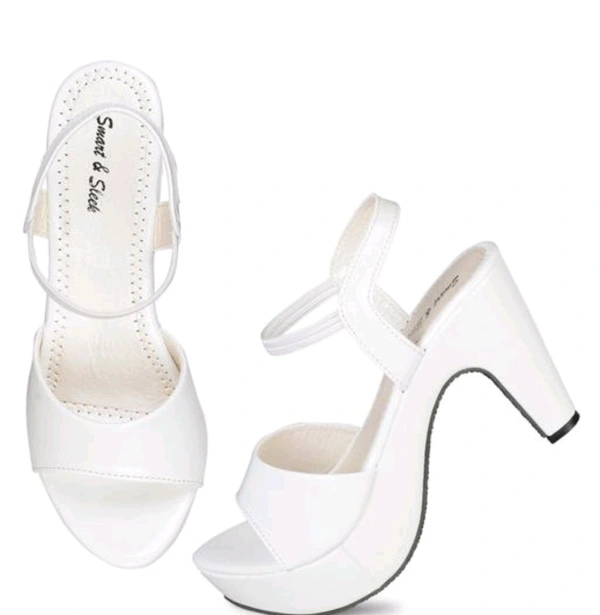 Smart And Sleek White Solid High Heel For Women - IND-7, White, PVC