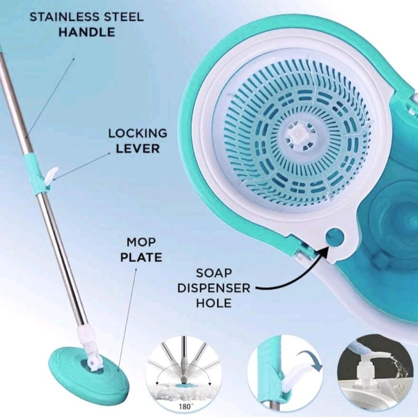 SHADOMAX Floor Cleaner with Spin Bucket Mop Set Offer for Best 360 Degree Easy Magic Cleaning ( 1 Extra Refill ) Pocha Maarne Waala - Scooter, FREE SIZE, 0.2kg