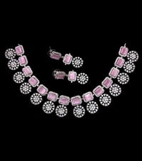 SIRINA Avira Diamond Necklace Sets  - Ruby, Rose Gold