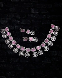 SIRINA Avira Diamond Necklace Sets  - Ruby, Rose Gold