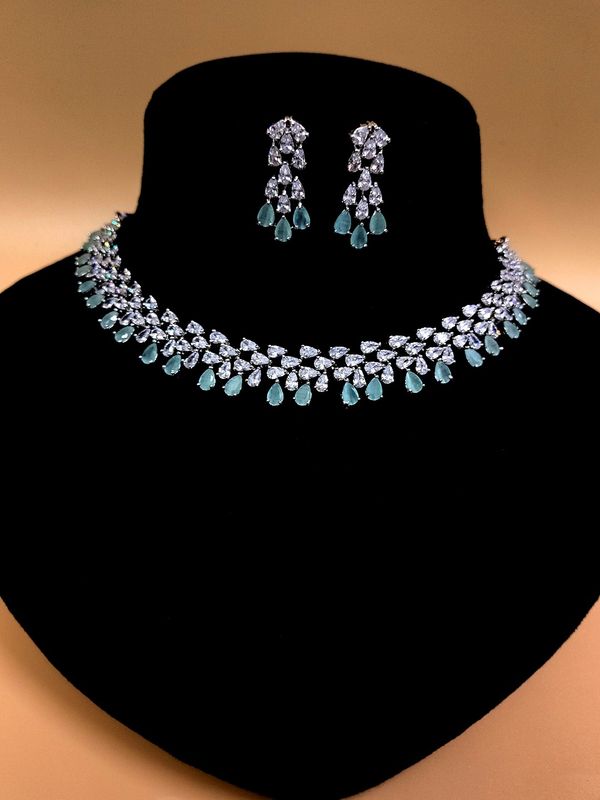 SIRINA ShivaaY Avira Diamond Necklace Set  - Your Pink, Rhodium, Ruby