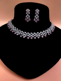 SIRINA Avira Diamond Necklace Set  - Your Pink, Rhodium, Ruby