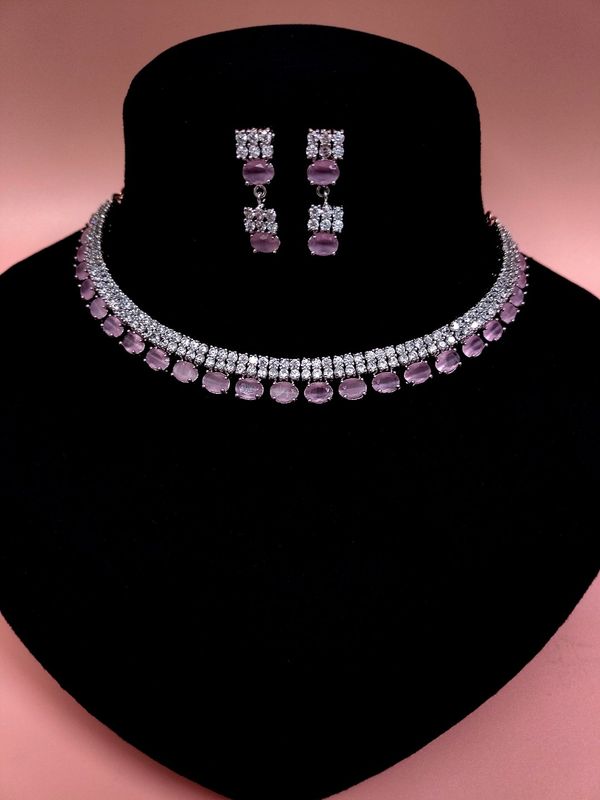 SIRINA Diya Preety Necklace Sets  - Pink, Japanese Laurel