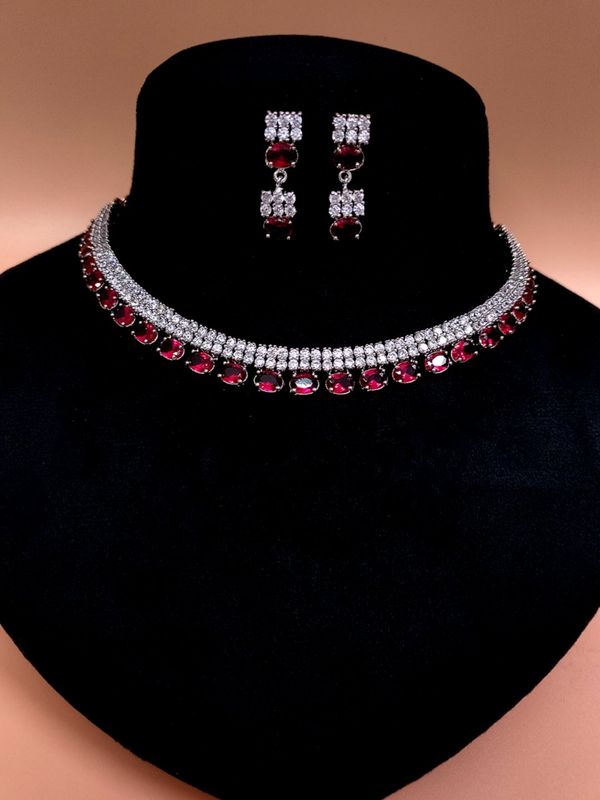 SIRINA Diya Preety Necklace Sets  - Ruby