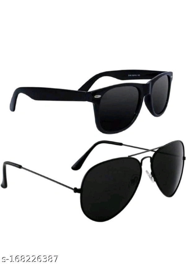 : *MODERN STYLE TRENDY BLACK AVIATOR+ BLACK WAYFARER COMBO PACK OF 2 SUNGLASSES*
