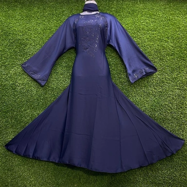 AM FASHION NIDA STONE WORK ABAYA - 54, BLUE