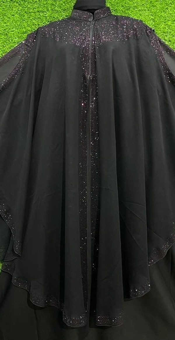 AM FASHION NIDA FARASHA NECK WORK, FRONT WORK AND SLEEVE STONE WORK  - 54-56, BLACK