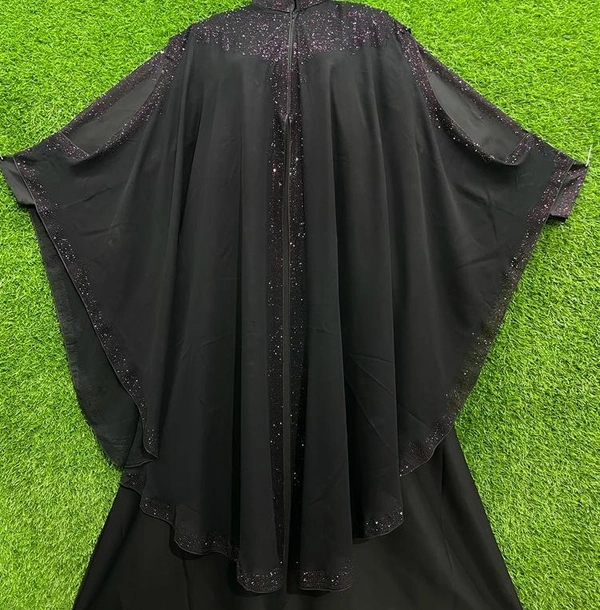 AM FASHION NIDA FARASHA NECK WORK, FRONT WORK AND SLEEVE STONE WORK  - 54-56, BLACK