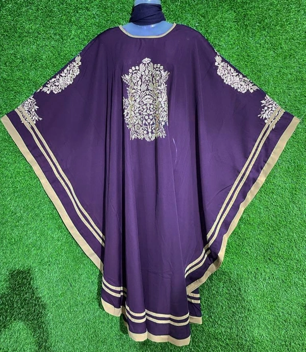 AM FASHION FIRDOUS FABRIC KAFTAAN EMBROIDRY WORK WITH STONE - 54-56, Wine