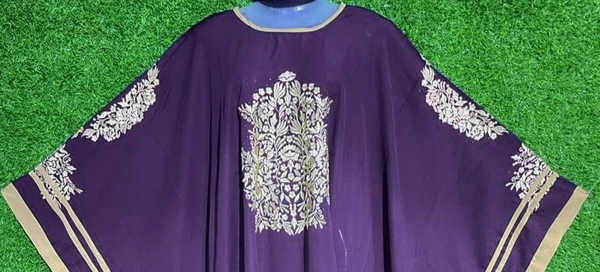 AM FASHION FIRDOUS FABRIC KAFTAAN EMBROIDRY WORK WITH STONE - 54-56, Wine