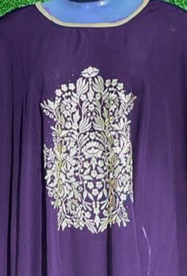 AM FASHION FIRDOUS FABRIC KAFTAAN EMBROIDRY WORK WITH STONE - 54-56, Wine