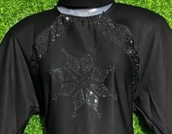 AM FASHION NIDA GETHEMATITE STONE WORK SIMPLE ABAYA - 54-56, BLACK