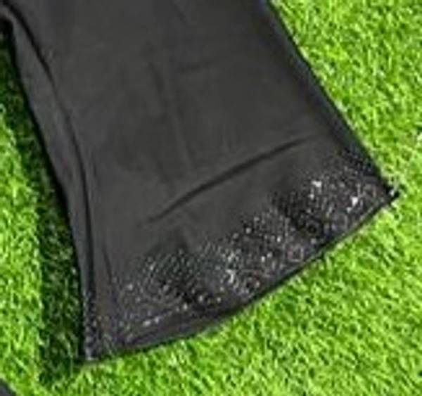 AM FASHION NIDA GETHEMATITE STONE WORK SIMPLE ABAYA - 54-56, BLACK