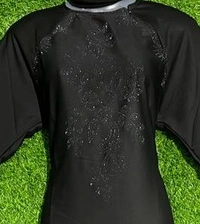 AM FASHION NIDA BLACK STONE FLOWER WORK ABAYA  - 54-56, BLACK