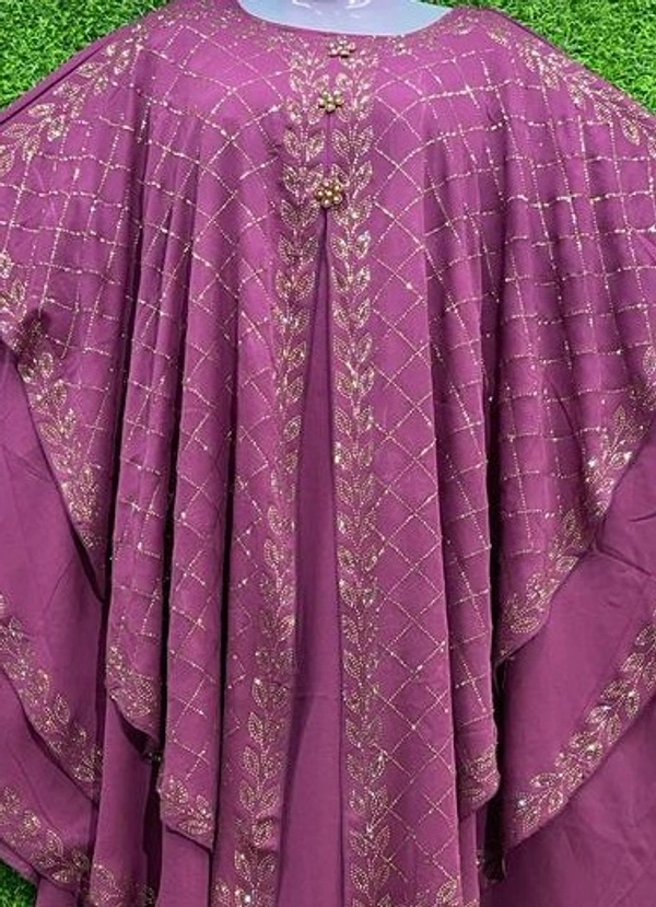 AM FASHION WINE COLOUR 3 LAYER WITH STONE WORK FARASHA - 54-56, WINE